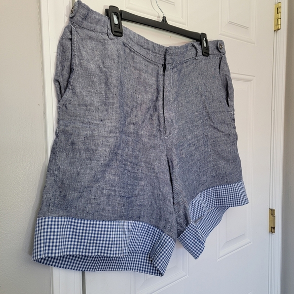Lord & Taylor Blue Flat Front Shorts with Cuff - Picture 5 of 12